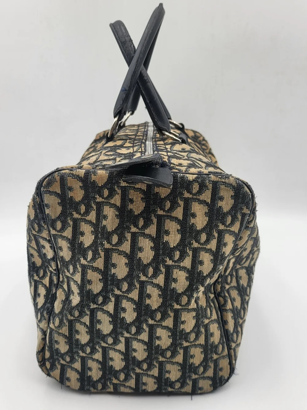 CHRISTIAN DIOR Blue Diorissimo Trotter Canvas Boston 30 Bag..Authentic w/COA.